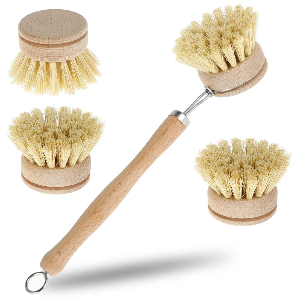 Wooden Dish Brush with Natural Sisal and Coconut