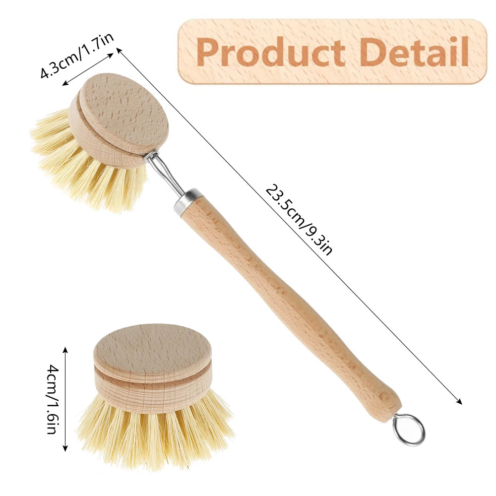 Wooden Dish Brush with Natural Sisal and Coconut