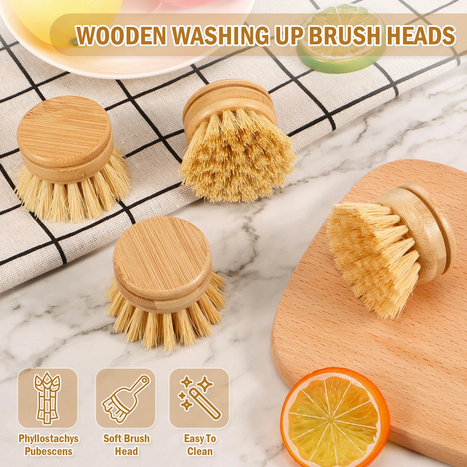 Wooden Dish Brush with Natural Sisal and Coconut