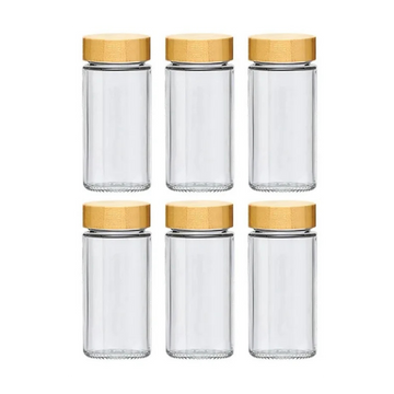 12 pcs Glass Spice Jars with Bamboo Lids
