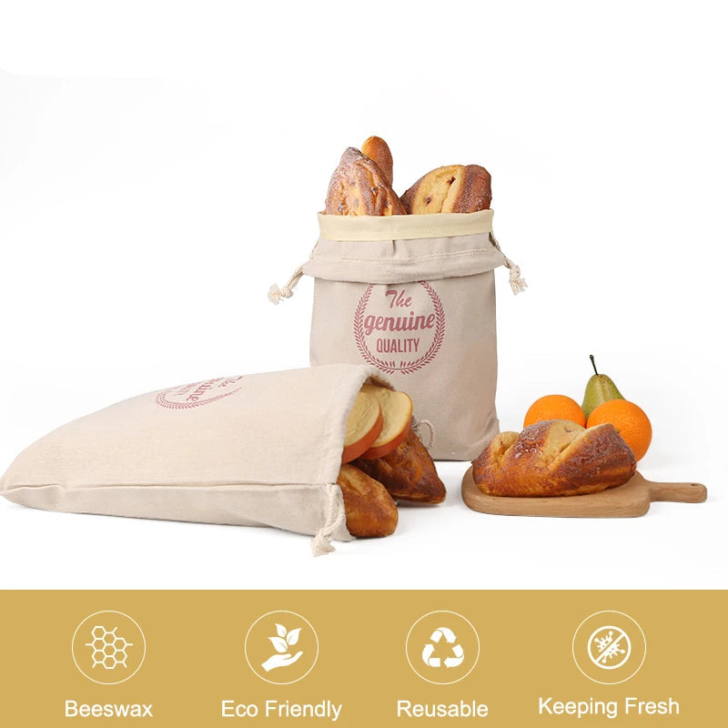 Reusable Beeswax Linen Bread Bag