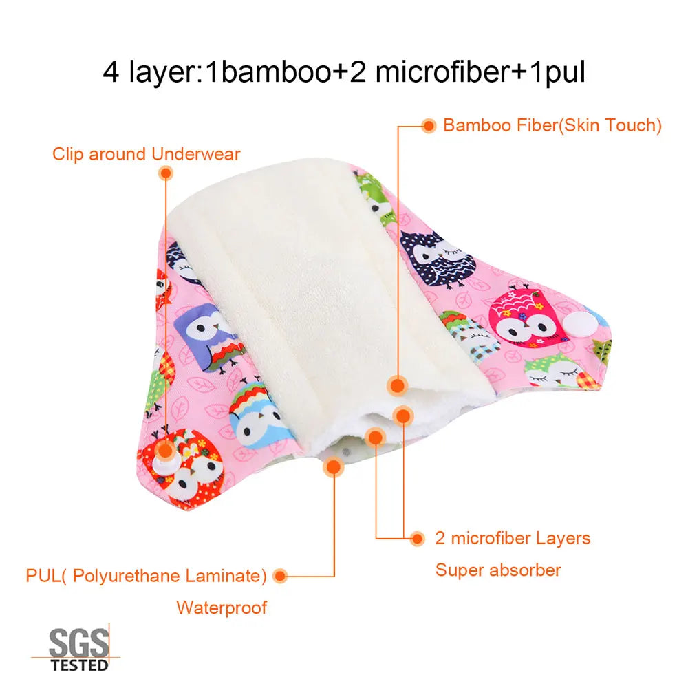 Organic Bamboo Charcoal Washable Menstrual Pads