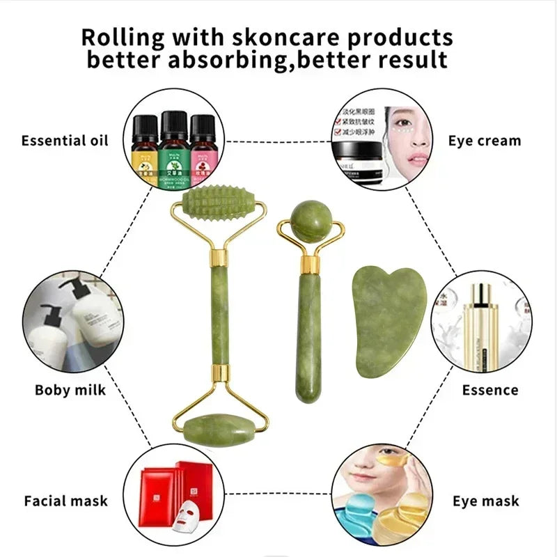 Natural Jade Gua Sha Face Roller