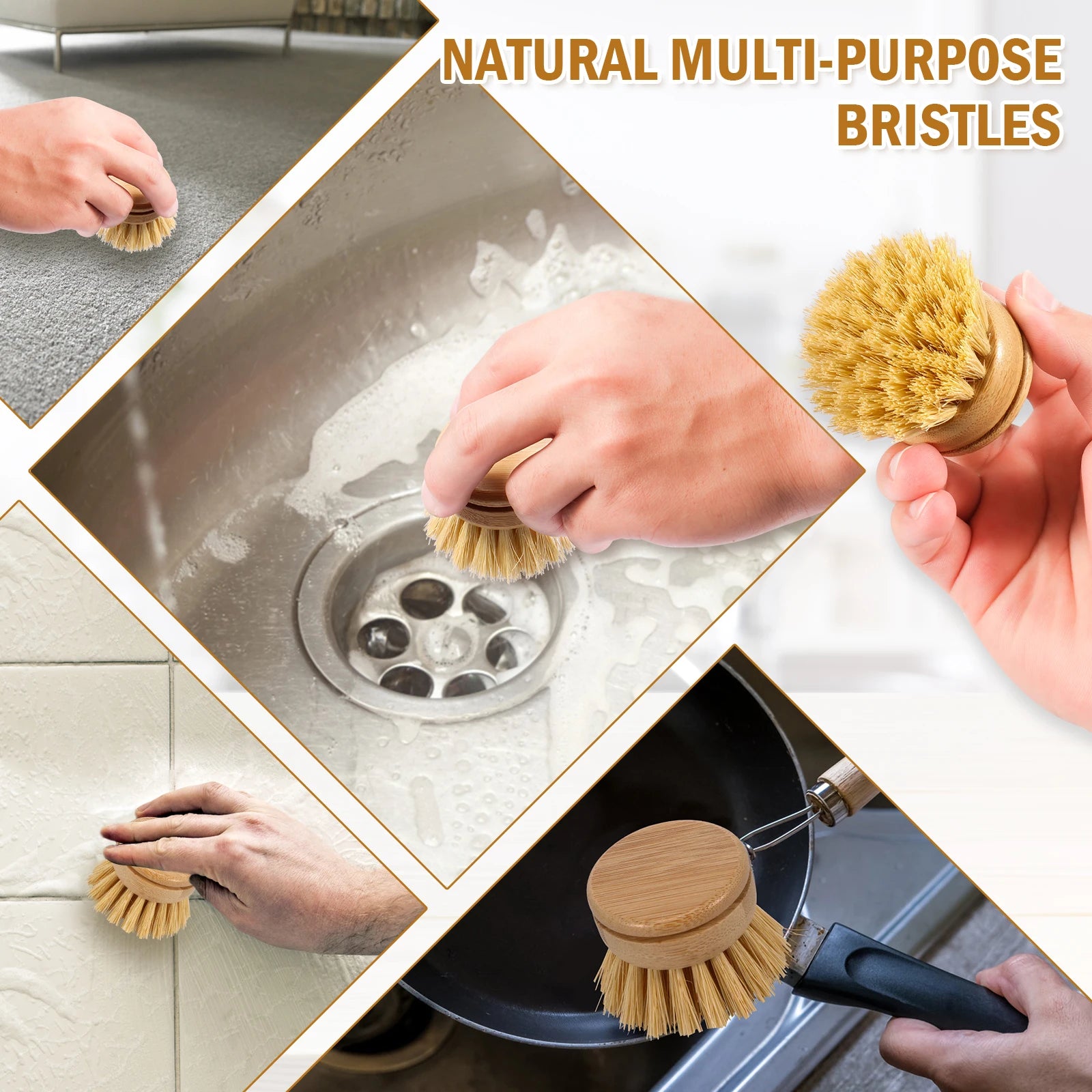 Wooden Dish Brush with Natural Sisal and Coconut