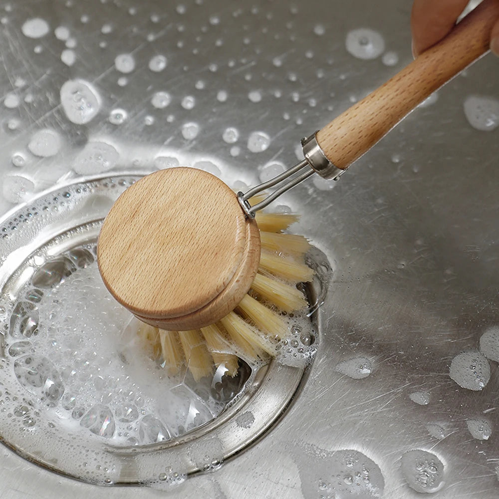 Wooden Dish Brush with Natural Sisal and Coconut