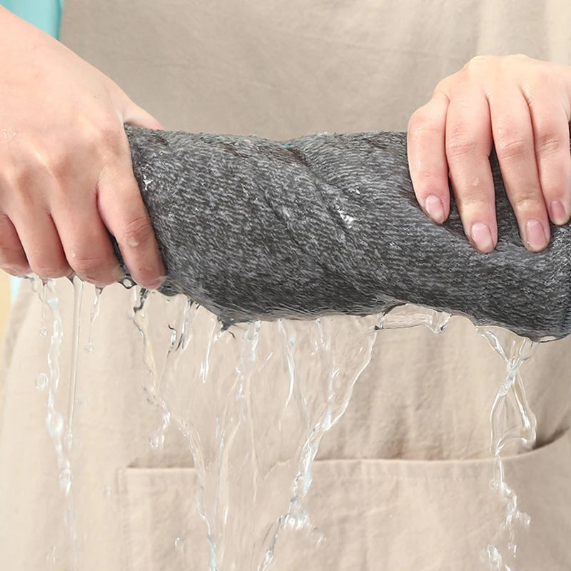 10 pcs Gray Bamboo Charcoal Dishcloth