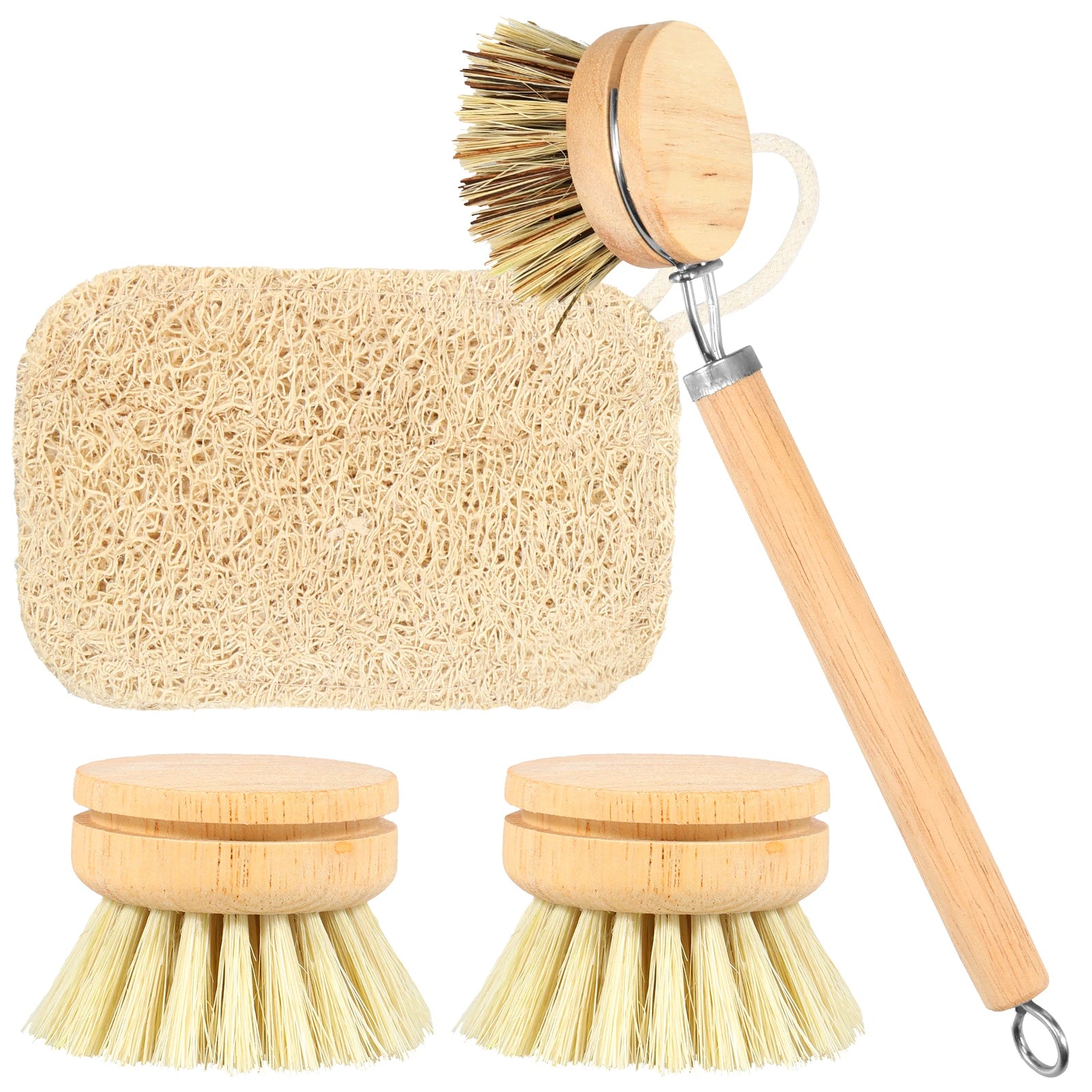 Wooden Dish Brush with Natural Sisal and Coconut